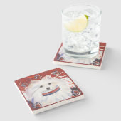 American Eskimo Dog Steinuntersetzer (Seitenansicht)