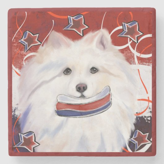 American Eskimo Dog Steinuntersetzer (Vorderseite)