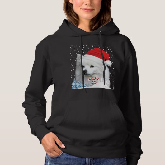 American Eskimo Dog Ugly Christmas Sweater Santa H Hoodie (Vorderseite)