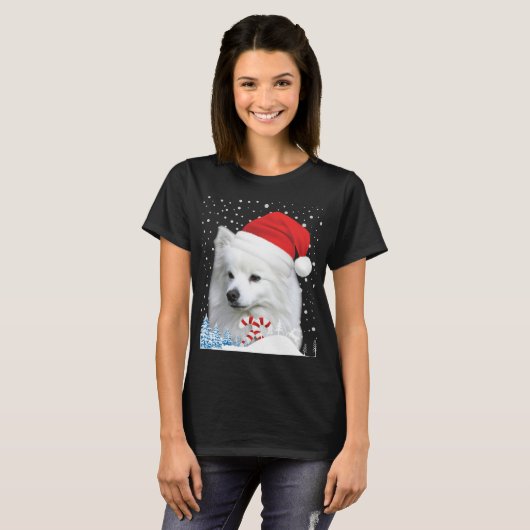 American Eskimo Dog Ugly Christmas Sweater Santa H T-Shirt (Vorne ganz)
