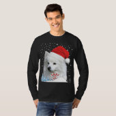 American Eskimo Dog Ugly Christmas Sweater Santa H T-Shirt (Vorne ganz)