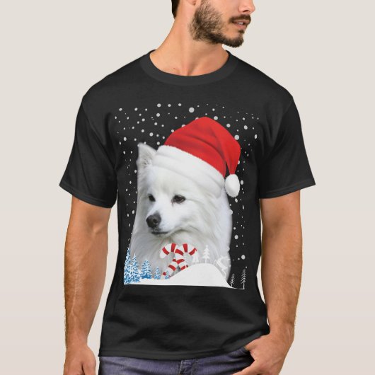 American Eskimo Dog Ugly Christmas Sweater Santa H T-Shirt (Vorderseite)