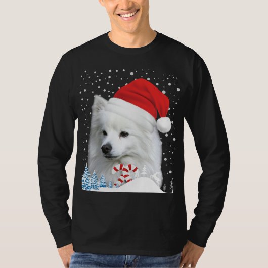 American Eskimo Dog Ugly Christmas Sweater Santa H T-Shirt (Vorderseite)