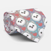 American Eskimo Dog Valentine Hearts Pattern Cute  Krawatte (Gerollt)