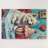 American Eskimo Dog Valentine's Day Heart Sundae Puzzle (Horizontal)