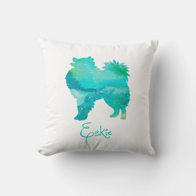 American Eskimo Dog Watercolor Pillow Kissen (Vorderseite)