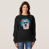 American Eskimo Dog Wearing Sunglasses Retro Sweatshirt (Vorne ganz)