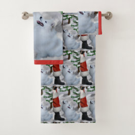 American Eskimo Dog Weihnachten Badhandtuch Set