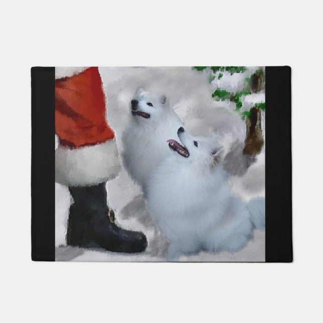 American Eskimo Dog Weihnachten Fußmatte (Vorderseite)