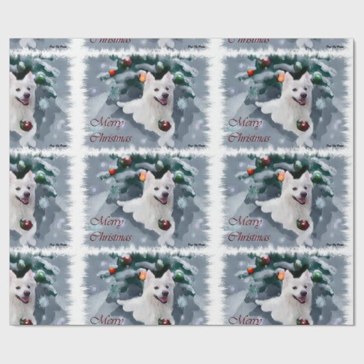 American Eskimo Dog Weihnachten Geschenkpapier (Flach)