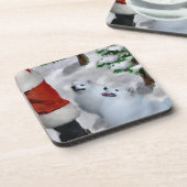 American Eskimo Dog Weihnachten Getränkeuntersetzer (Linke Seite)