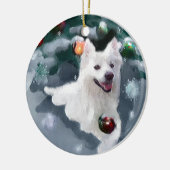 American Eskimo Dog Weihnachten Keramikornament (Links)