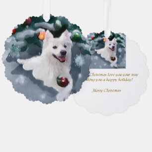 American Eskimo Dog Weihnachten Ornament Karte
