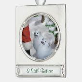 American Eskimo Dog Weihnachten Personalisiert Banner-Ornament Silber (Links)