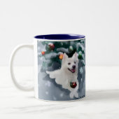 American Eskimo Dog Weihnachten Zweifarbige Tasse (Links)