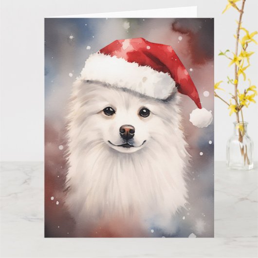 American Eskimo Dog Weihnachtsfeiertag Karte (Gelbe Blume)