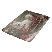 American Eskimo Dog Weihnachtsfest Badematte (Schrägansicht)