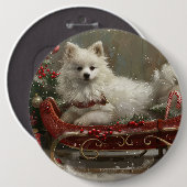 American Eskimo Dog Weihnachtsfest Button (Vorne & Hinten)