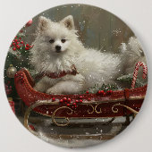 American Eskimo Dog Weihnachtsfest Button (Vorderseite)