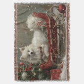 American Eskimo Dog Weihnachtsfest Decke (Vorderseite Vertikal)