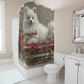 American Eskimo Dog Weihnachtsfest Duschvorhang (Beispiel)
