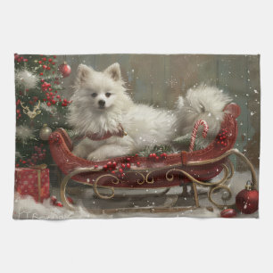 American Eskimo Dog Weihnachtsfest Geschirrtuch