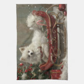 American Eskimo Dog Weihnachtsfest Geschirrtuch (Vertikal)