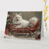 American Eskimo Dog Weihnachtsfest Karte (Gelbe Blume)