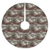 American Eskimo Dog Weihnachtsfest Polyester Weihnachtsbaumdecke (Vorderseite)