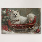 American Eskimo Dog Weihnachtsfest Puzzle (Horizontal)