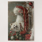 American Eskimo Dog Weihnachtsfest Puzzle (Vertikal)