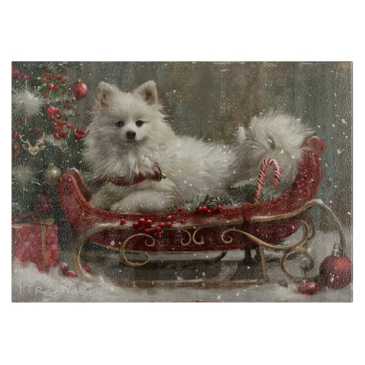 American Eskimo Dog Weihnachtsfest Schneidebrett (Vorderseite)