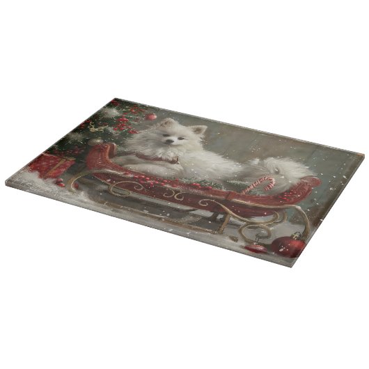 American Eskimo Dog Weihnachtsfest Schneidebrett (Ecke)