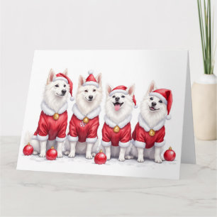 American Eskimo Dog Weihnachtskleid Santa Hut Karte