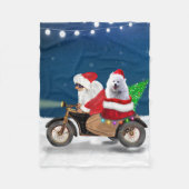 American Eskimo Dog Weihnachtsmann Fleecedecke (Vorderseite)