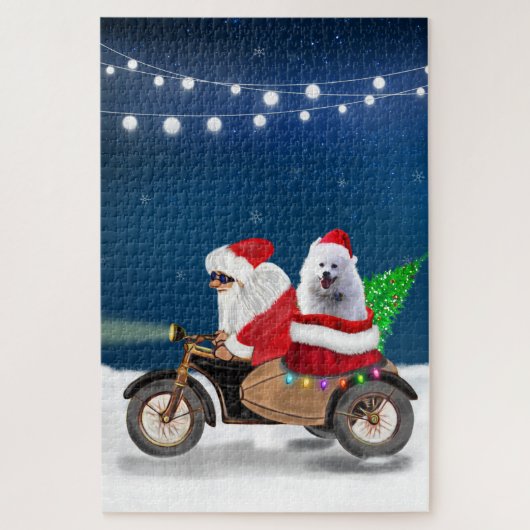 American Eskimo Dog Weihnachtsmann Puzzle (Vertikal)