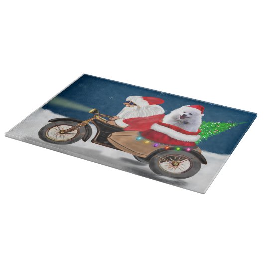 American Eskimo Dog Weihnachtsmann Schneidebrett (Ecke)