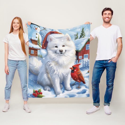 American Eskimo Dog Winter Wunderland Weihnachten Fleecedecke (Beispiel)
