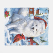 American Eskimo Dog Winter Wunderland Weihnachten Fleecedecke (Vorderseite (Horizontal))