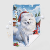 American Eskimo Dog Winter Wunderland Weihnachten Golfhandtuch (Insitu)