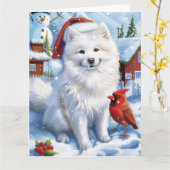 American Eskimo Dog Winter Wunderland Weihnachten Karte (Gelbe Blume)