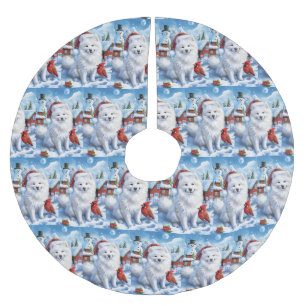 American Eskimo Dog Winter Wunderland Weihnachten Polyester Weihnachtsbaumdecke