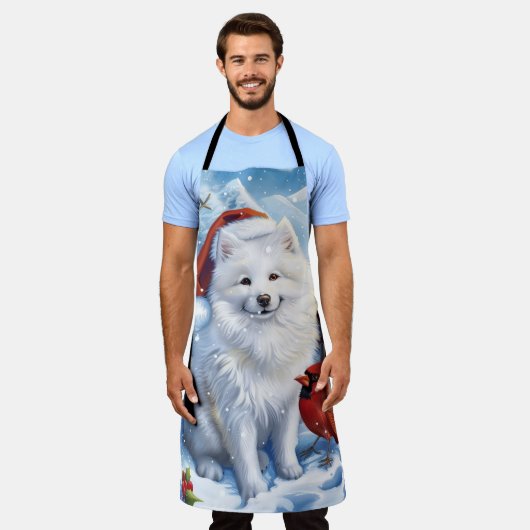American Eskimo Dog Winter Wunderland Weihnachten Schürze (Getragen)