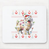 American Eskimo Dog Xmas Lights Ugly Sweater Chris Mousepad (Vorne)