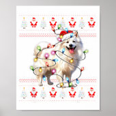 American Eskimo Dog Xmas Lights Ugly Sweater Chris Poster (Vorne)