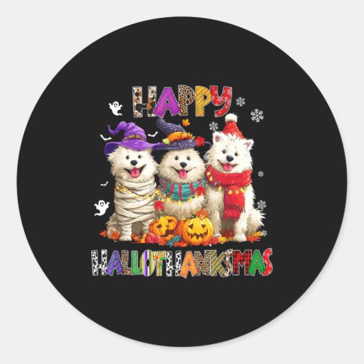 American Eskimo Dogs Christmas Xmas Men Women Kids Runder Aufkleber (Vorderseite)