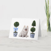 American Eskimo Doppy Welpe Topiary Watercolor Karte (Vorderseite)
