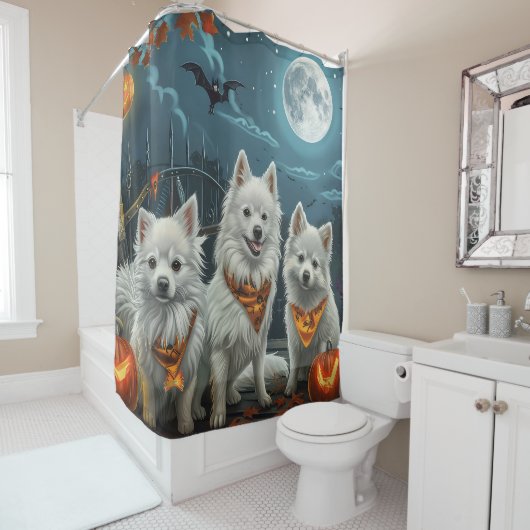 American Eskimo Halloween Spooky Duschvorhang (Beispiel)