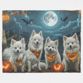 American Eskimo Halloween Spooky Fleecedecke (Vorderseite (Horizontal))