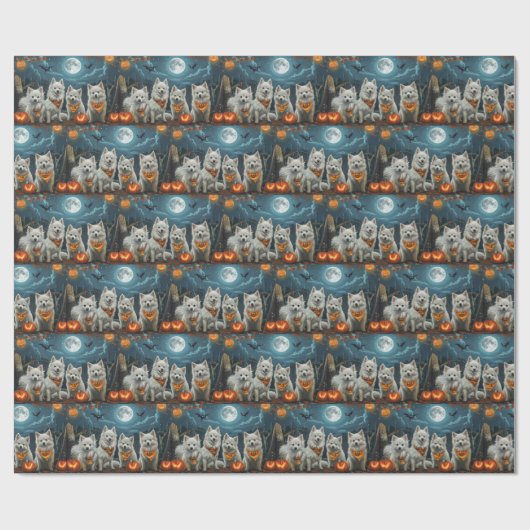 American Eskimo Halloween Spooky Geschenkpapier (Flach)